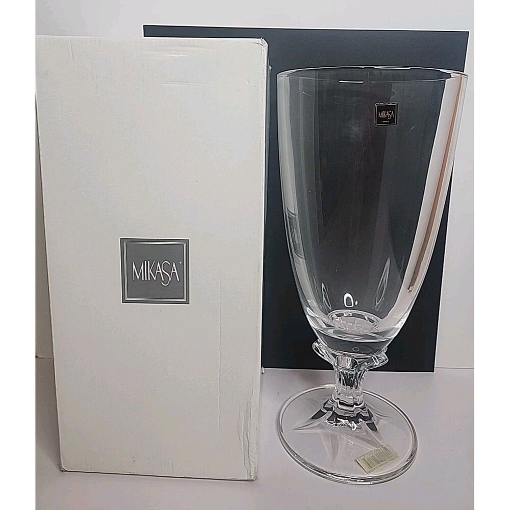 Mikasa Le Jardin 12 3/4" Footed Vase Clear Glass SW035/632 New With Box